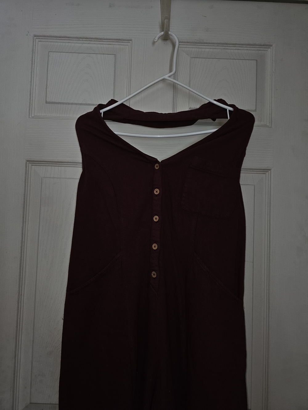 Free People Women's Burgundy Halter Button Jumpsuit - Picture 2 of 5
